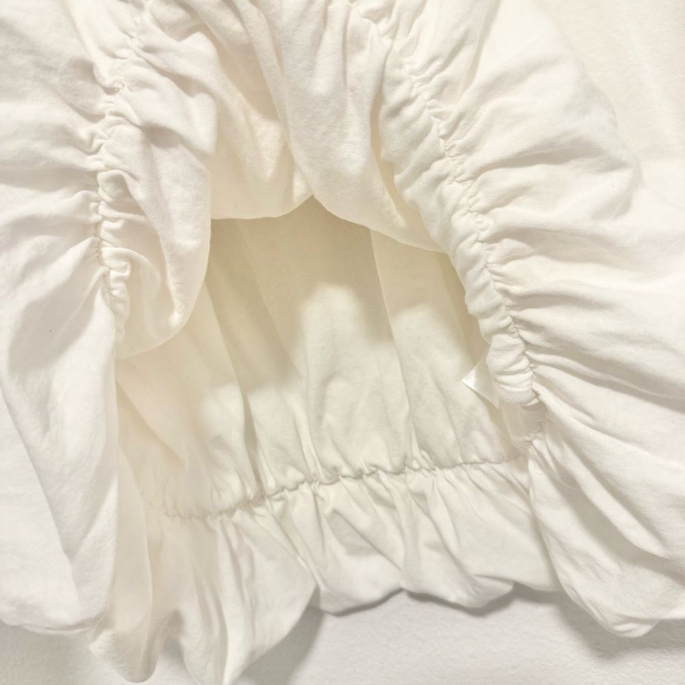 Maeve Anthro Oversized V-Neck Cotton Bubble Tee White Short Sleeve Size XS - Picture 6 of 8